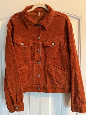 Free People Rust Orange Corduroy Trucker Jacket